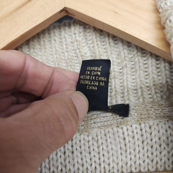 Forever 21 Cardigan Sweater Womens Small Cream Maroon Aztec Open Front Pockets - Picture 4 of 14